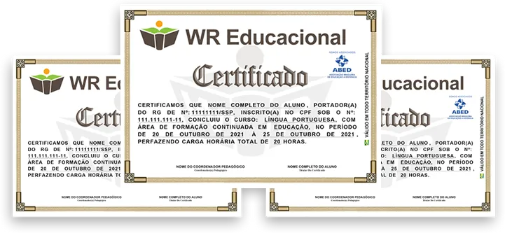 3 Certificados WR Educacional