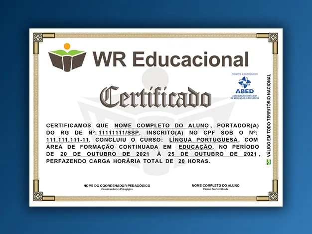 Certificado WR Educacional