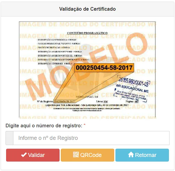 Validação do Certificado